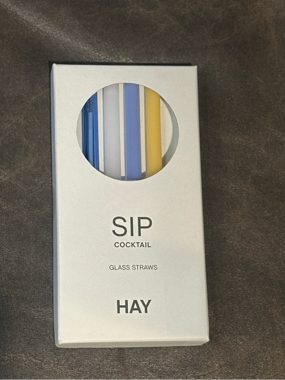 HAY SIP Cocktail Glass Straws Set of 4- Blue, White & Yellow